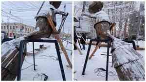 Муравьи в Молодежном сквере Архангельска встали на металлические ноги