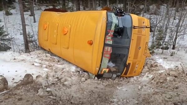 В Архангельской области грузовик врезался в школьный автобус