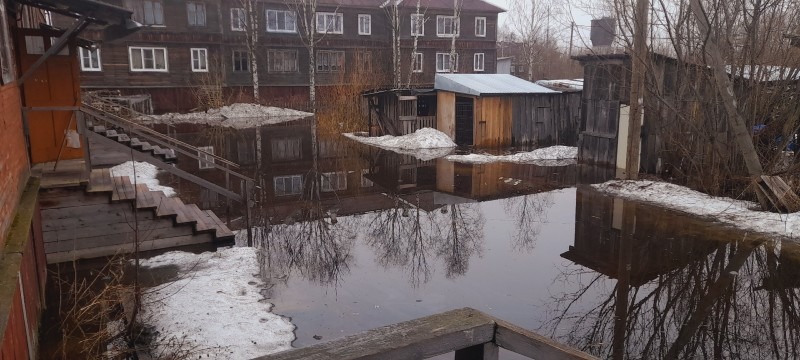 Жители архангельского микрорайона Пирсы оказались в зоне подтопления из-за прихода ледохода 