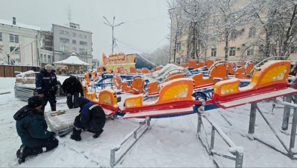 В архангельском «Потешном дворе» начали монтировать новый аттракцион из Италии