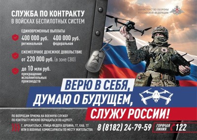 Служба в войсках беспилотных систем: годовой контракт и обучение Служба в войсках беспилотных систем: годовой контракт и обучение
