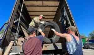 15 тонн автомобильных шин отправлены из Архангельска в Дмитров на переработку