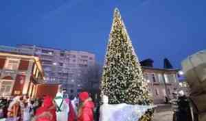В Архангельске зажгли первую новогоднюю ёлку