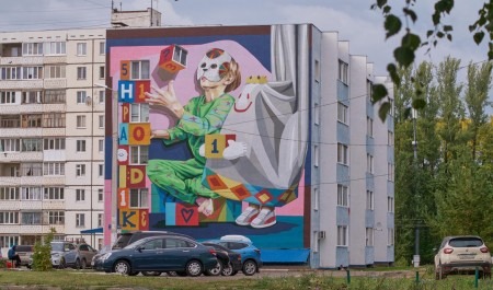 Художник из Архангельска украсил фасад дома в Благовещенске