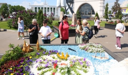 Цветочная клумба с изображением достопримечательностей Архангельской области украсила выставку «Россия»