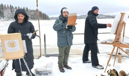 Московские художники выезжали на зимний пленэр к Сийскому монастырю