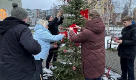У школы №9 в Архангельске наряжается елка