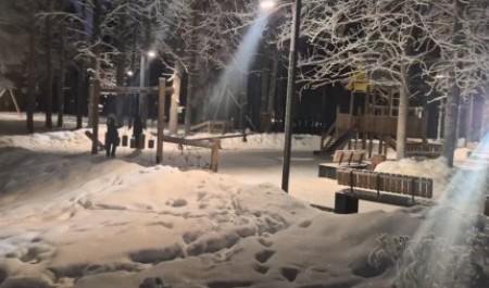 В городском парке Новодвинска стало светло и красиво даже ночью