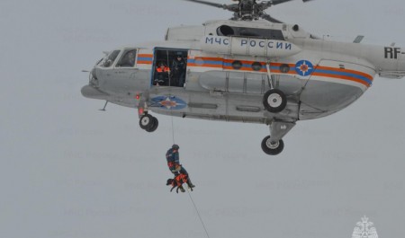 Сибирские спасатели провели тренировку по беспарашютному десантированию с собакой