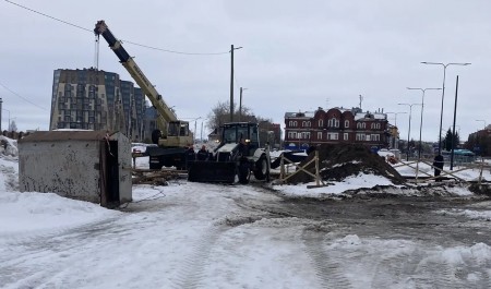 На площади Профсоюзов в Архангельске продолжаются работы по реконструкции