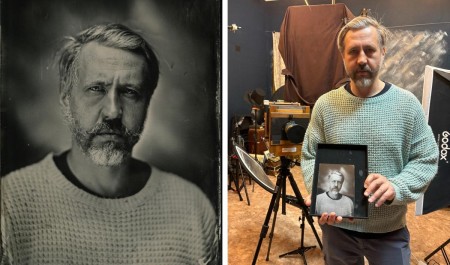 Музыкант Игорь Растеряев сфотографировался в Архангельске по старинной технологии