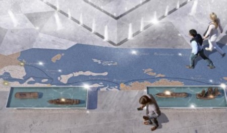 Новый фонтан у архангельского Дворца спорта украсят мозаикой с морской тематикой