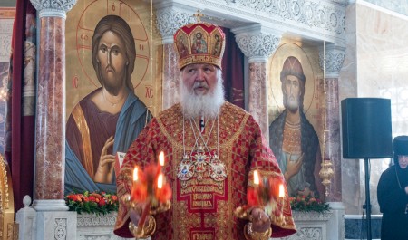 Патриарх Кирилл отслужил молебен в честь повторного обретения мощей Дмитрия Донского